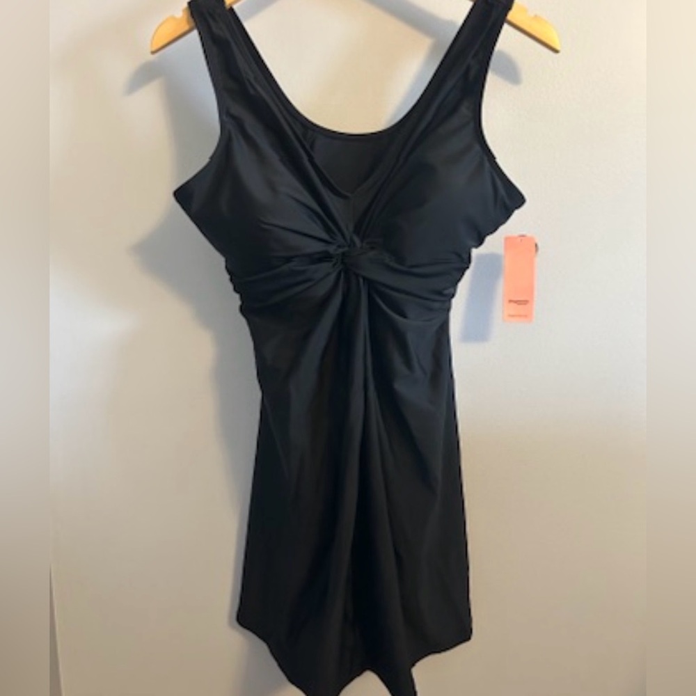Shapermint Knot Front Swim Dress (Black) Size Large NWT - Picture 2 of 6